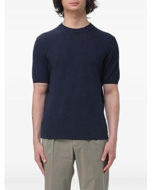 Brooksfield Short-Sleeve Linen Jumper - Blue