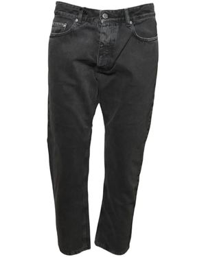 ICON DENIM Star-Embroidered Washed Jeans - Black