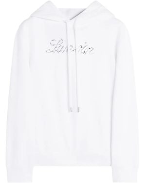Lanvin Hoodie Logo Manuscrit Brodé Clothing - White