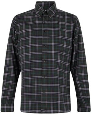 Burberry Check-Pattern Button-Down Shirt - Grey