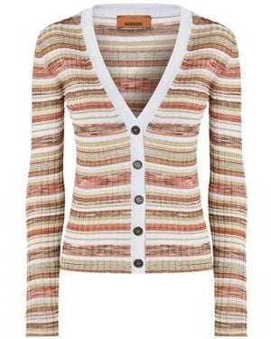 Missoni Ribbed Striped Viscose-Blend Cardigan - White