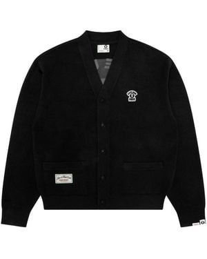 Aape By A Bathing Ape Logo-Print V-Neck Cardigan - Black