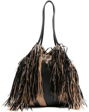Ulla Johnson Charlotte Fringe Leather Shoulder Bag - Black