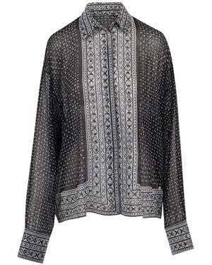 Ermanno Scervino Camisa Translúcida Con Motivo - Gris
