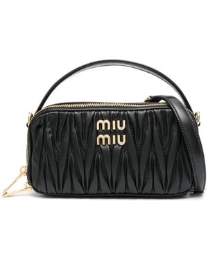 Miu Miu Sac Cabas En Cuir À Design Matelassé - Noir