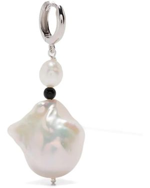 Gohar World Sterling Host Pearl And Onyx Earrings - White