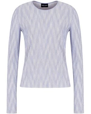 Giorgio Armani Fine Ribbed Jersey Top - Blue