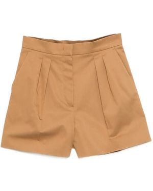 Max Mara Shorts Aus Baumwollstretch Und Satin - Natur