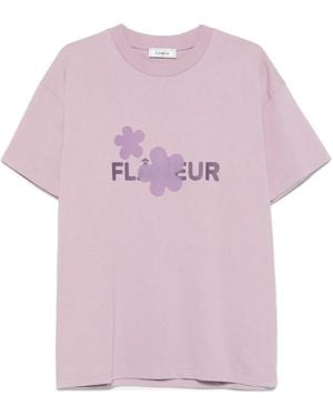 flâneur Logo-Print Cotton T-Shirt - Pink