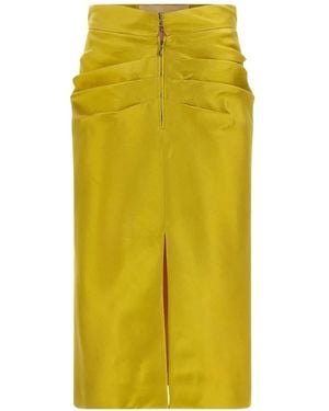 Valentino Garavani Pleated Midi Skirt - Yellow