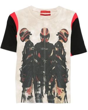Kusikohc Print-Motif Cotton T-Shirt - Natural