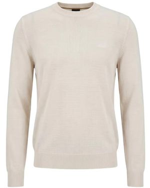BOSS Logo-Embroidered Crew-Neck Sweater - White