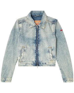 DIESEL Zip-Fastening Shoulder-Detail Denim Jacket - Blue