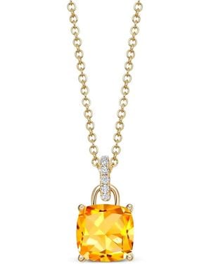 Kiki McDonough 18Kt Kiki Cushion Diamond And Citrine Pendant Necklace - Metallic