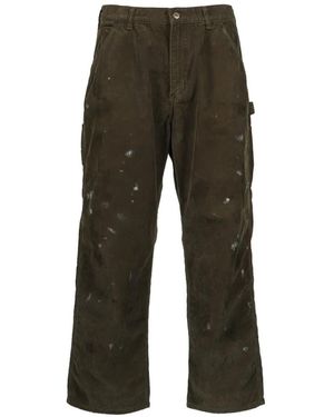 SWJP Paint-Splatter Corduroy Trousers - Green
