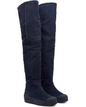 Bally Over-The-Knee Suede Boots - Blue