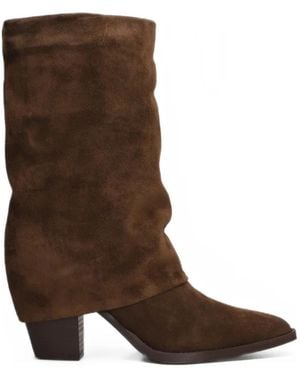 Julie Dee Slouchy Pointed-Toe Ankle Boots - Brown