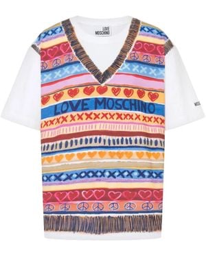 Love Moschino Printed Cotton Jersey T-Shirt - Red