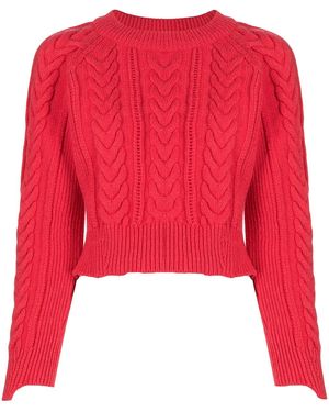 McQueen Pull Cintré En Maille Torsadée - Rouge