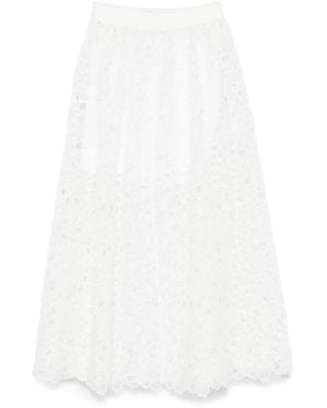 Maje Floral-Lace Maxi Skirt - White