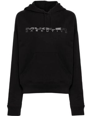 Mugler Sudadera Con Capucha Y Logo - Negro