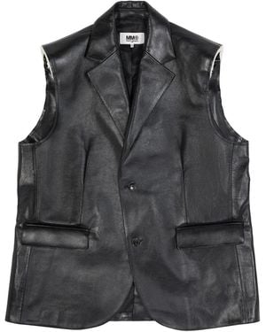 MM6 by Maison Margiela Sleeveless Leather Gilet - Black