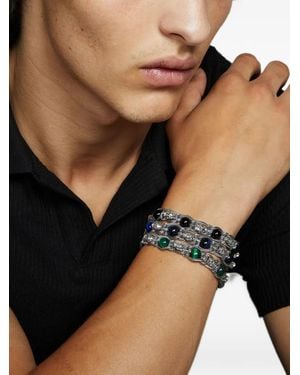 Emanuele Bicocchi Bracciale Con Perline E Teschio - Nero