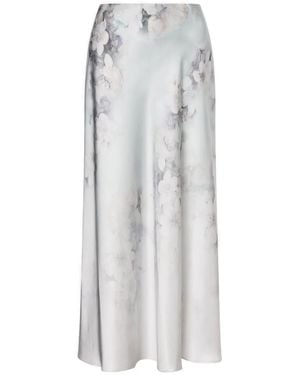 Alberta Ferretti Floral-Print Midi Skirt - White