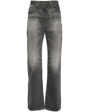 Private Stock Frayed Straight-Leg Denim Jeans - Grey