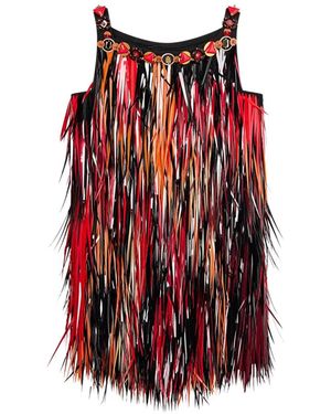 PUCCI Robe Brodée À Col Orné De Bijoux - Red