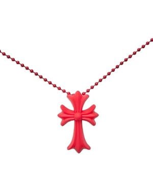Chrome Hearts Halskette Mit Kreuzanhänger - Rot