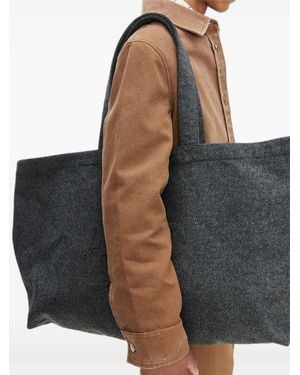 A.P.C. Trapèze Logo-Embroidered Shoulder Bag - Black