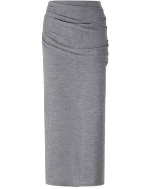 STAUD Wilma Ruched Midi Skirt - Grey