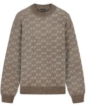ARMANI EXCHANGE Logo-Monogram Knit Sweater - Brown