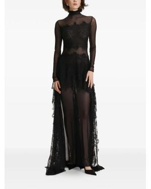2310 STUDIO Lace Mock-Neck Maxi Dress - Black