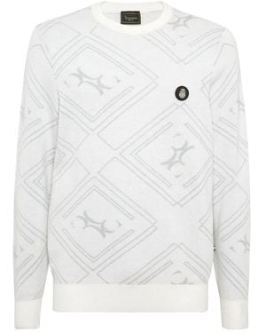 Billionaire Jacquard Crew-Neck Sweater - White