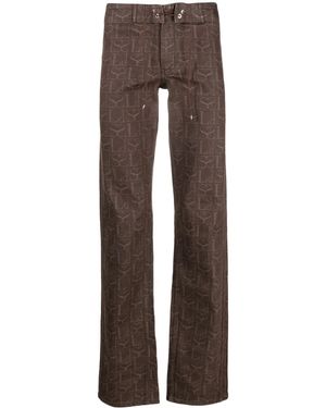 Ludovic de Saint Sernin Monogram-Print Denim Cargo Trousers - Brown