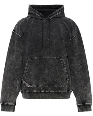 DIESEL Treated Denim-Effect Hoodie - Black