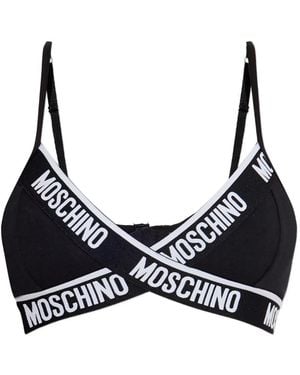 Moschino Logo-Tape Bra - Black