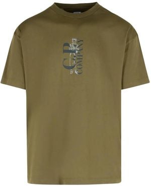 C.P. Company Logo-Print Crew-Neck T-Shirt - Green