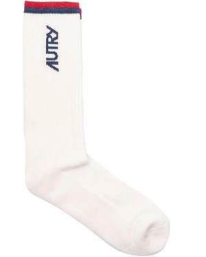 Autry Logo-Intarsia Socks - White