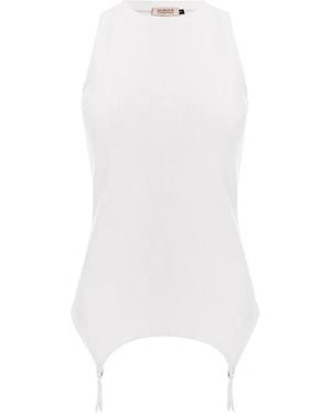 Murmur Ribbed Garter Tank Top - White