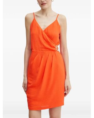 Morgan Buckle V-Neck Mini Dress - Orange