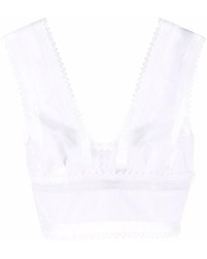 Alberta Ferretti Embroidered Cropped Top - White