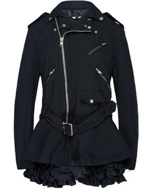 Comme des Garçons Ruffled Belted Biker Jacket - Blue