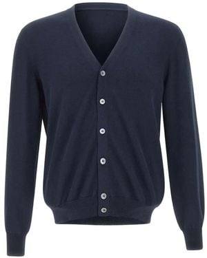 Gran Sasso V-Neck Button Cardigan - Blue