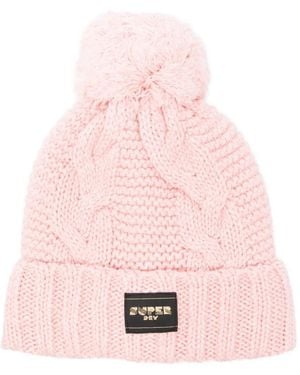 Superdry Pom-Pom Cable-Knit Beanie - Pink