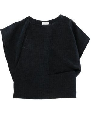 Ruohan Blusa Asimmetrica Drappeggiata - Nero