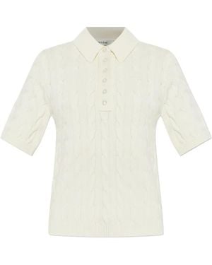 Gestuz Thilla Cable Knit Polo Shirt - White