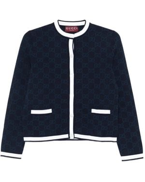 Gucci Gg-Pattern Buttoned Cardigan - Blue